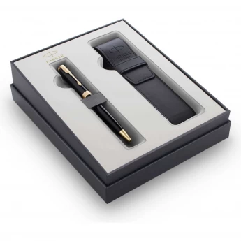 Набор PARKER SONNET GIFT BLACK GT ручка шариковая с чёрным стержнем "M" + чехол для одной ручки