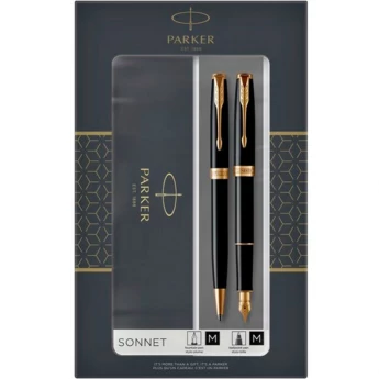 Набор PARKER SONNET LAQBLACK GT перьевая и шариковая ручки 2093371